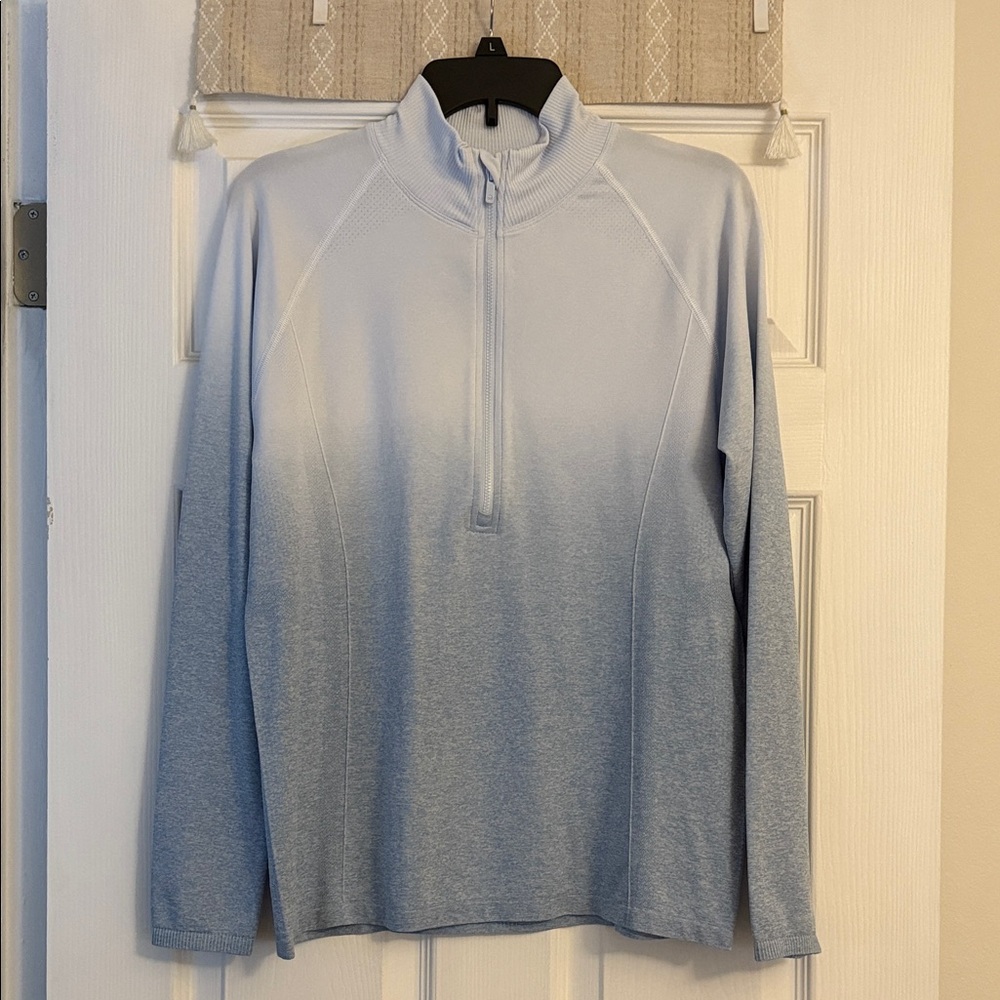 NEW!  CALIA Light Blue Ombré, Quarter Zip Pullover, XL
